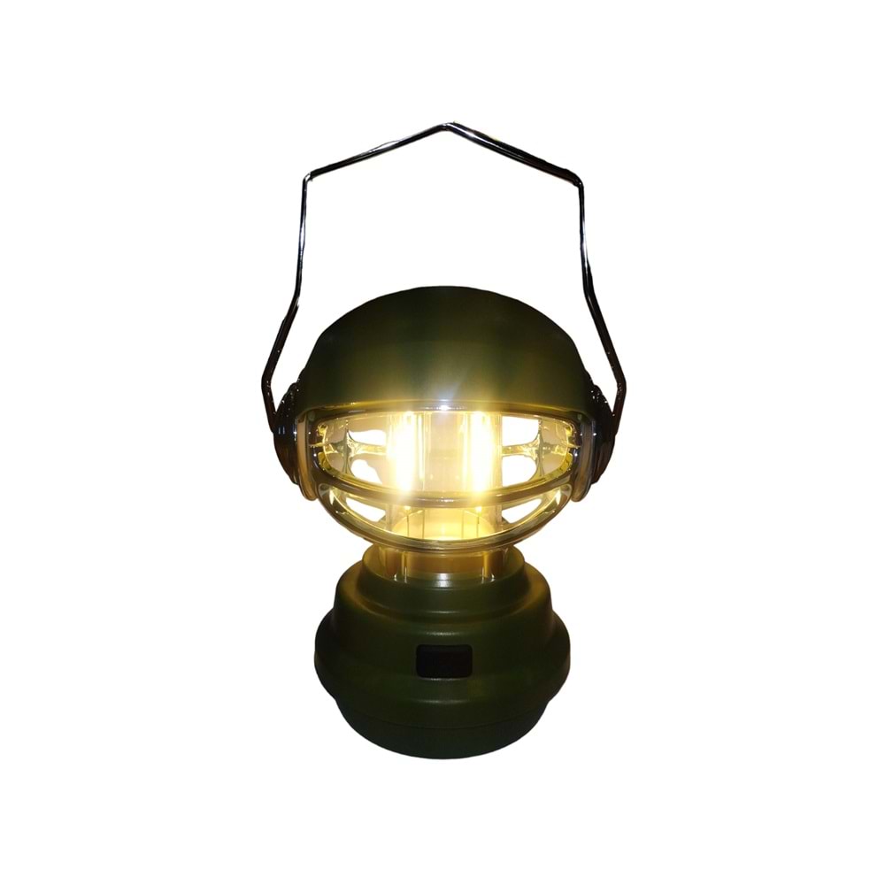 GL-628 Campıng Lamp Dekoratif Usb Şarjlı Askeri Yeşil Kamp Lambası