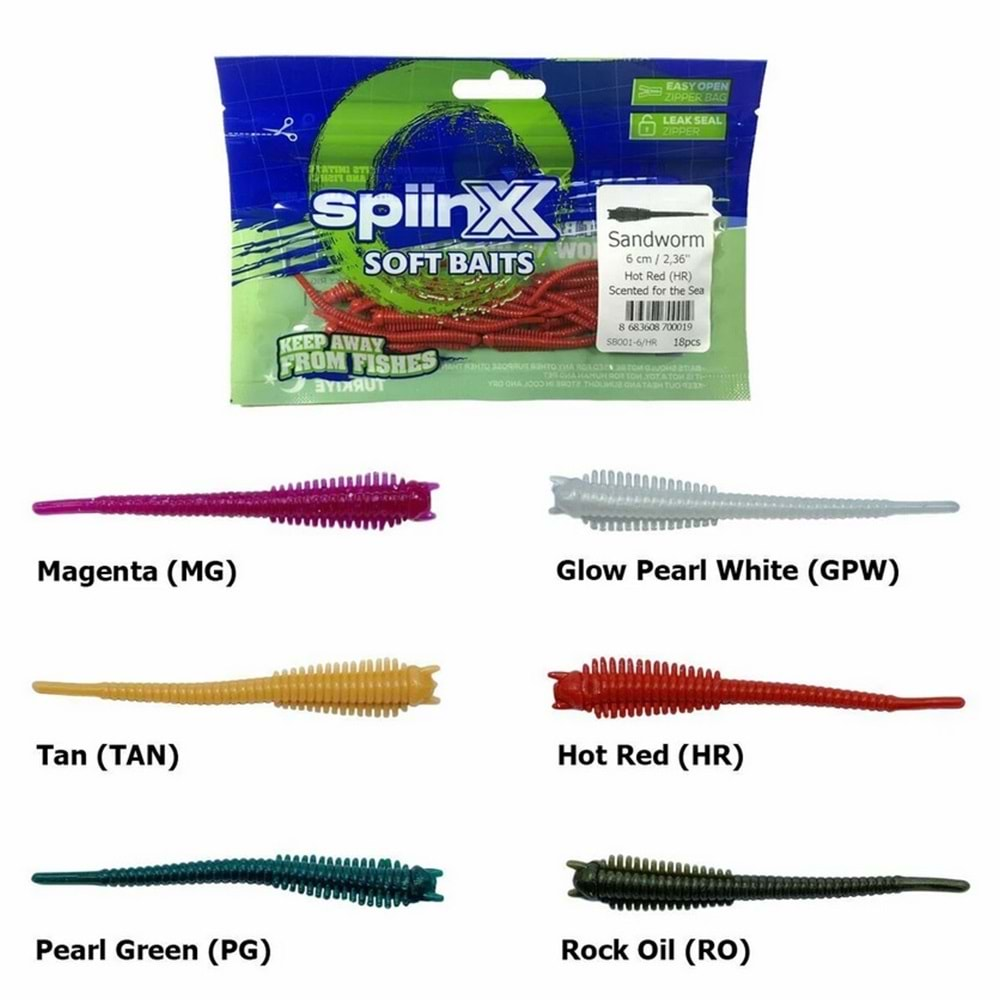 Spiinx Sandworm 6cm 18P Tan Lrf Silikon Sahte Yem