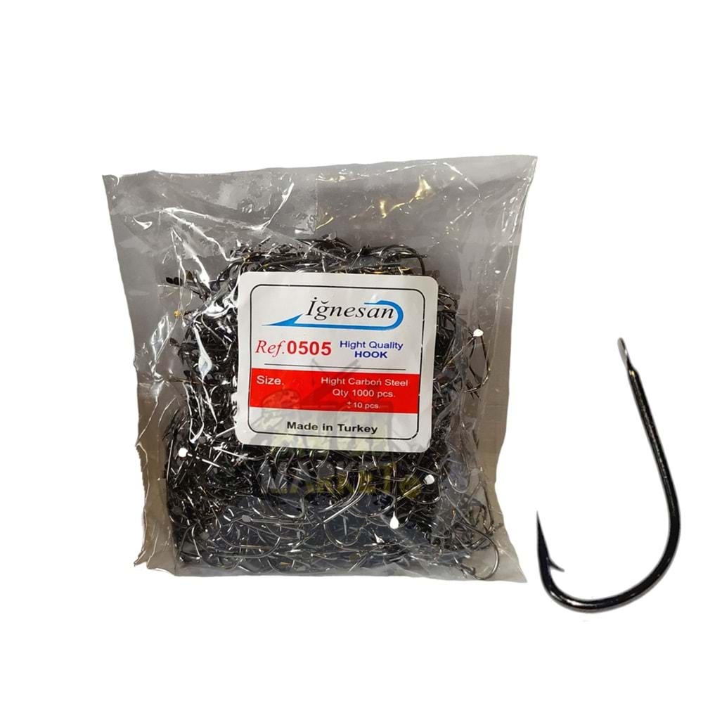 İğnesan 505 Serisi Black Nikel Olta İğnesi 1000li Paket - NO-2-0