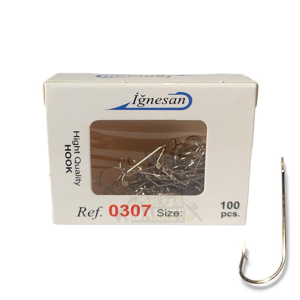 İğnesan 0307 Serisi Nikel Çapraz 100lü Paket Olta İğnesi - NO-7