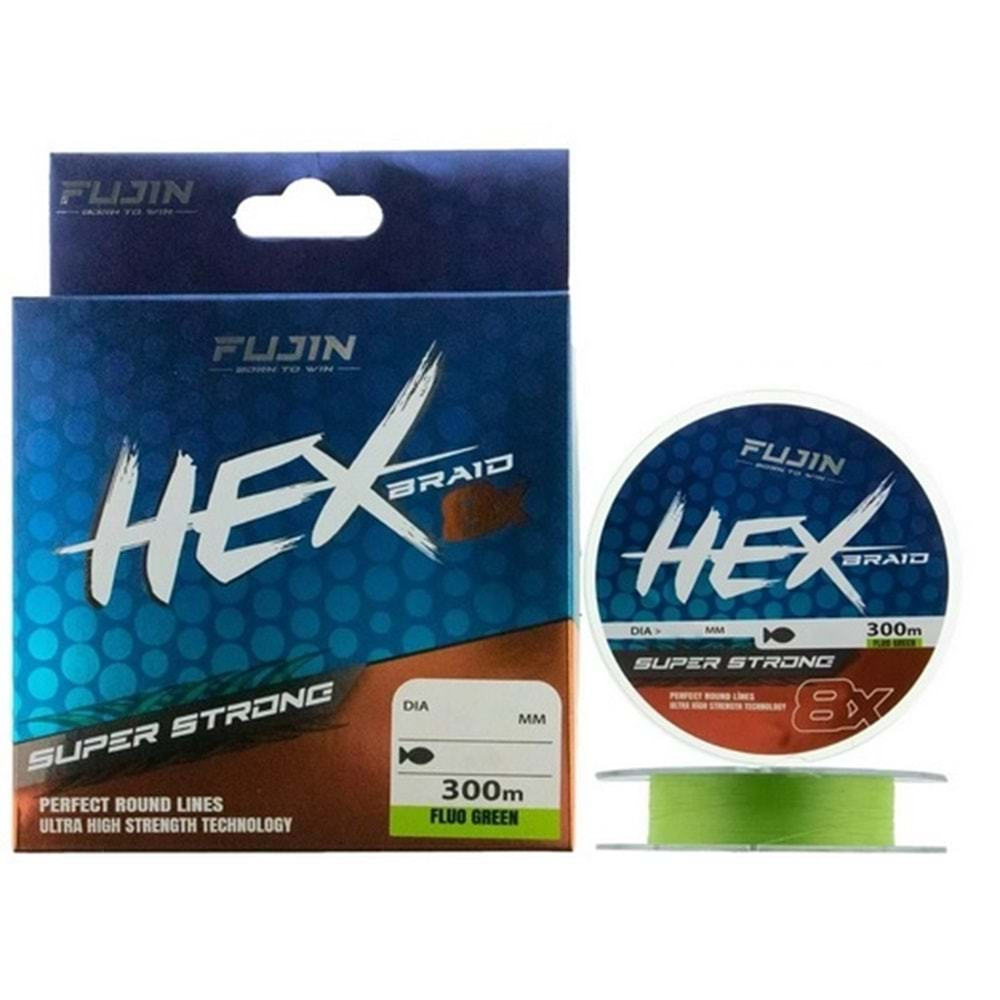 Fujin Hex Braid 8x 300mt Fluo Green PE İp Misina - 0.12MM