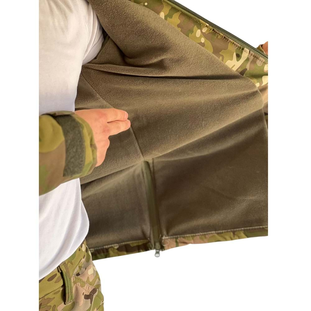 Softshell Soğuk İklim Kamuflaj Mont Pantolon Takım - XL