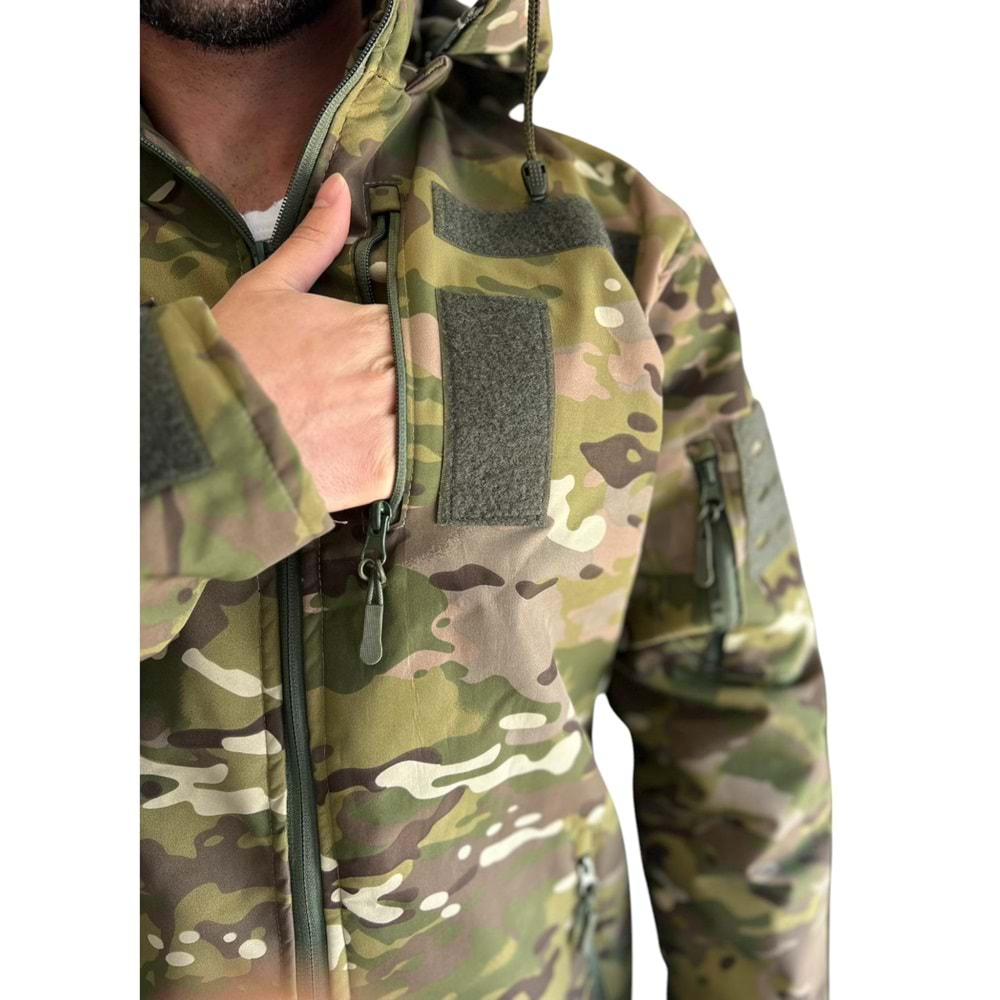 Softshell Soğuk İklim Kamuflaj Mont Pantolon Takım - XL