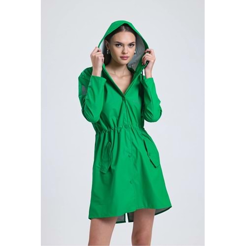 T Rain Pu Raincoat S Beden Açık Yeşil Bayan Yağmurluk