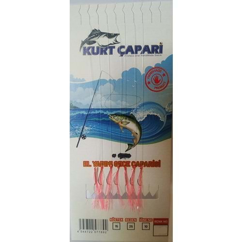 Kurt Çapari 10 Numara 7 İğneli UV Pembe Simli 0.25 Beden 0.15 Kısa Köstek