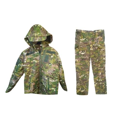 Softshell Soğuk İklim Kamuflaj Mont Pantolon Takım