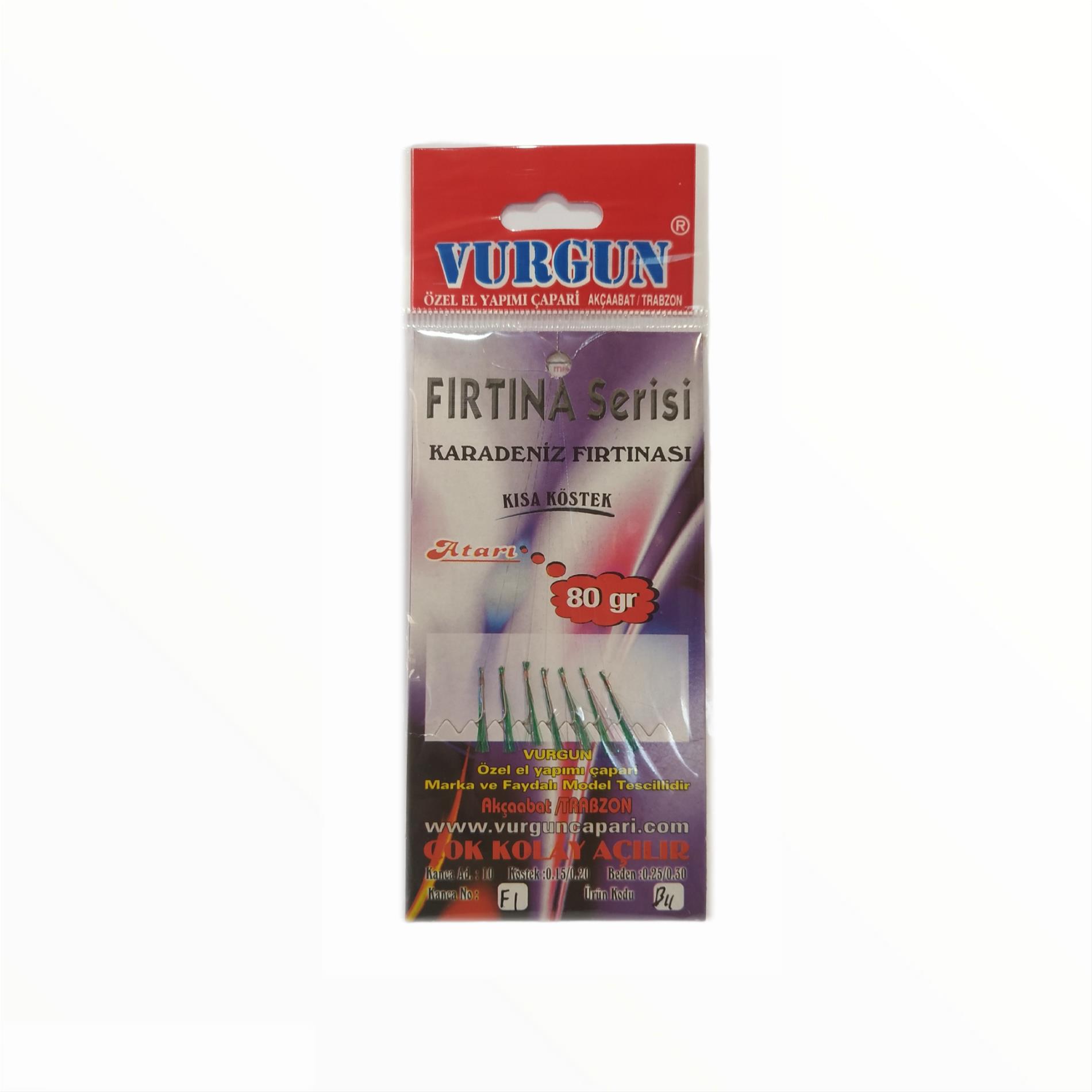 VURGUN 80gr Kısa Köstek Yeşil Organze Çapari 7li