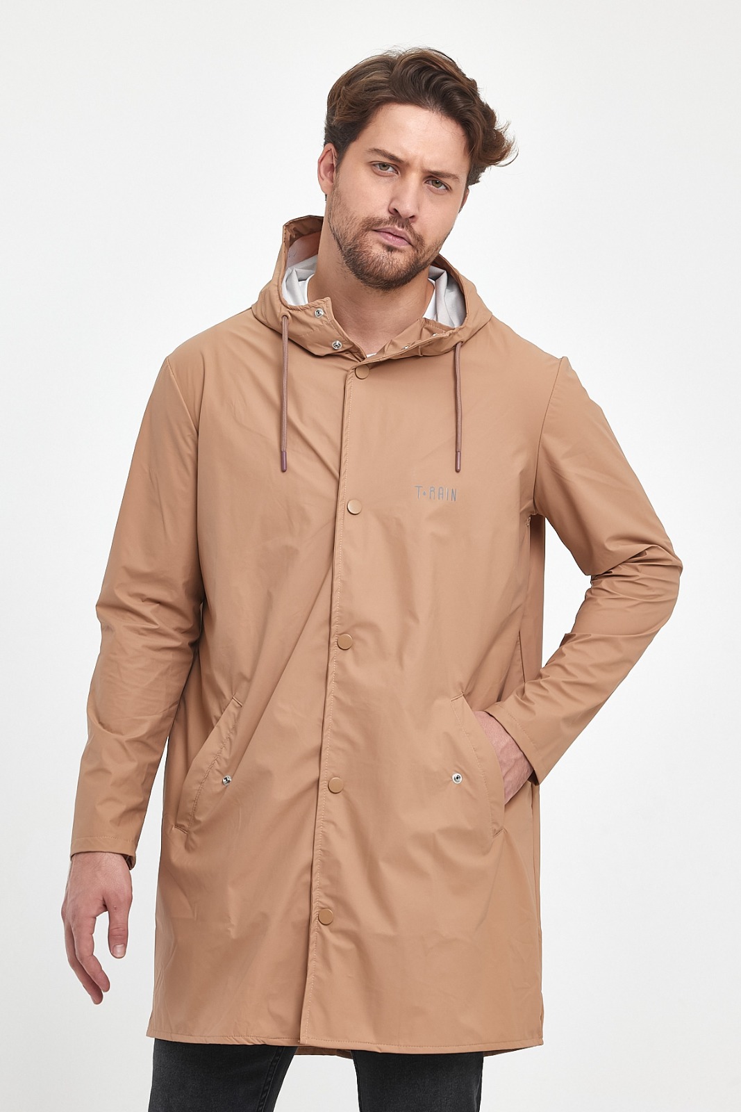 T Rain Pu Raincoat L Beden Bej Erkek Yağmurluk