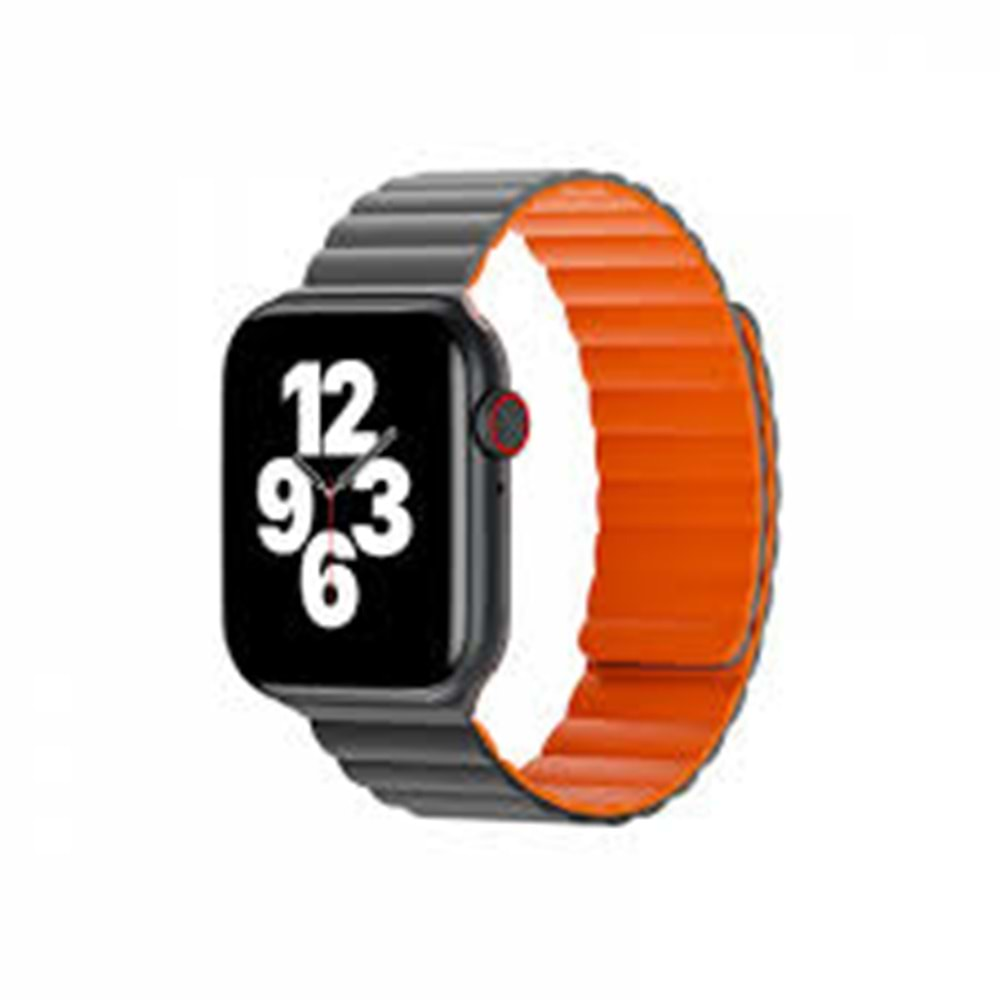 WIWU MAGNETIC SILICONE WATCH BAND 42/44/45/49mm GRAY+ORANGE