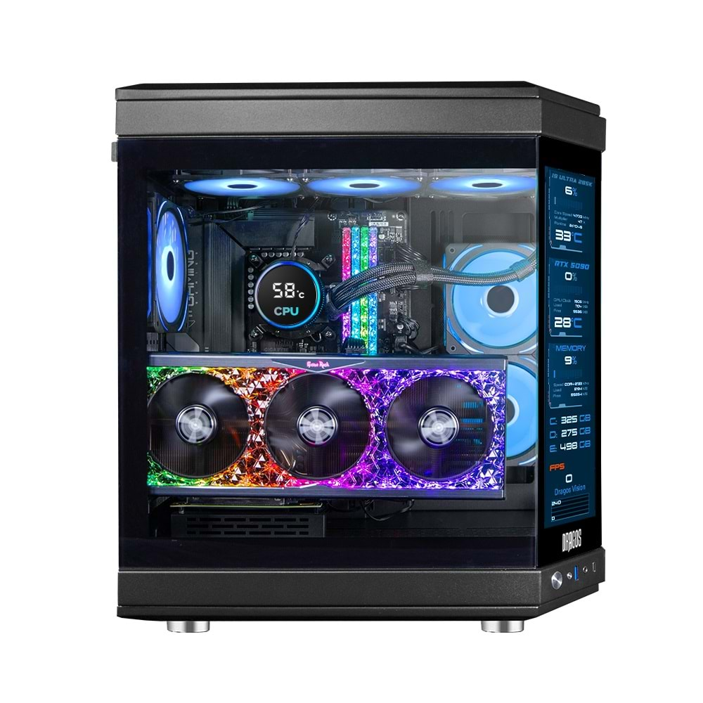 DRAGOS NORTH EVO VISION LCD Ekran 7x ARGB Fan ATX Mid Tower Panoramik