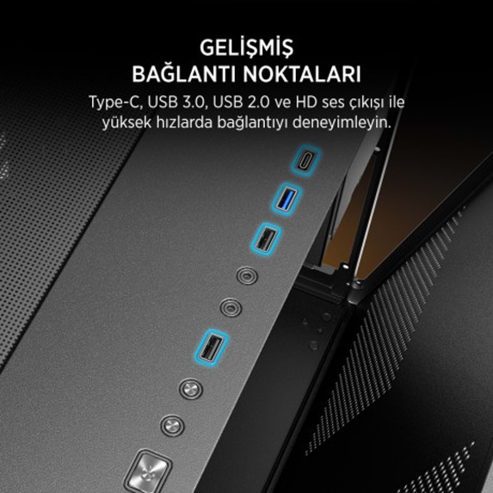 KASA James Donkey Stark S800 4xARGB Temperli Cam ATX Siyah