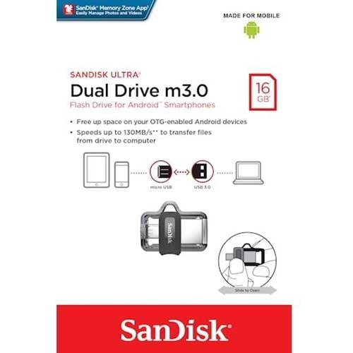 USB BELLEK SANDISK ULTRA SDDD3-016G-G46 16GB DUAL