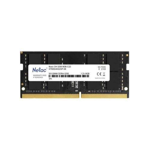 BELLEK NETAC BASIC 8GB 3200MHZ DDR4 NTBSD4N32SP-08 NOTEBOOK