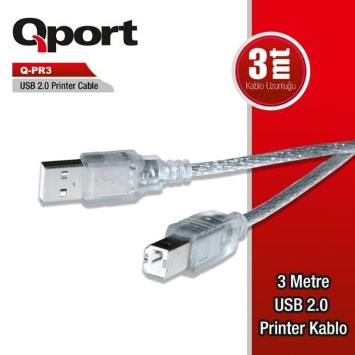 KABLO QPORT Q-PR3 USB 2.0 3MT YAZICI KABLOSU