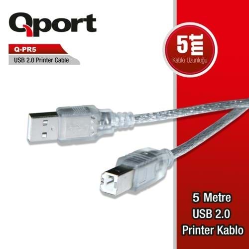 KABLO QPORT Q-PR5 USB 2.0 5MT YAZICI KABLOSU