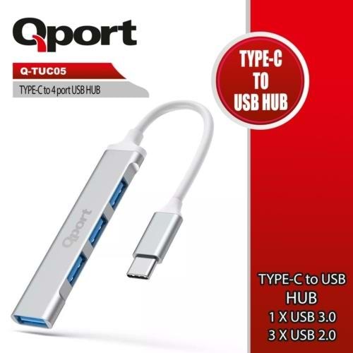 USB ÇOKLAYICI QPORT Q-TUC05 TYPE-C TO 4 PORT USB ÇOKLAYICI