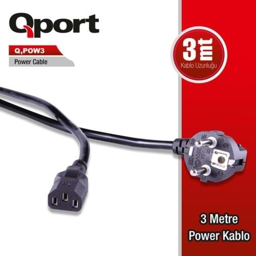 KABLO QPORT Q-POW3 3MT PC POWER KABLOSU