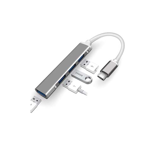 USB ÇOKLAYICI ULTRA SLIM TYPE-C 3.1 HUB COKLAYICI METAL 4 PORT USB 3.0