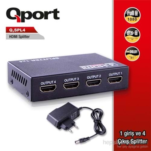 Qport Q-Spl4 Full Hd 1 Giriş 4Çıkışlı Hdmı Splıtter