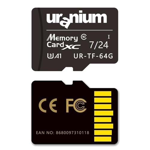 Bellek 32 Gb Uranium Ur-Tf-32G Mıcro Sd U3 7/24 100/40Mbs