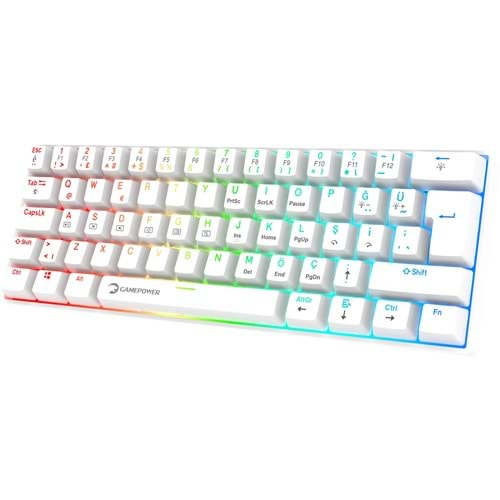Klavye Gamepower Lyra Rgb 60m Mekanik Blue Switch Beyaz