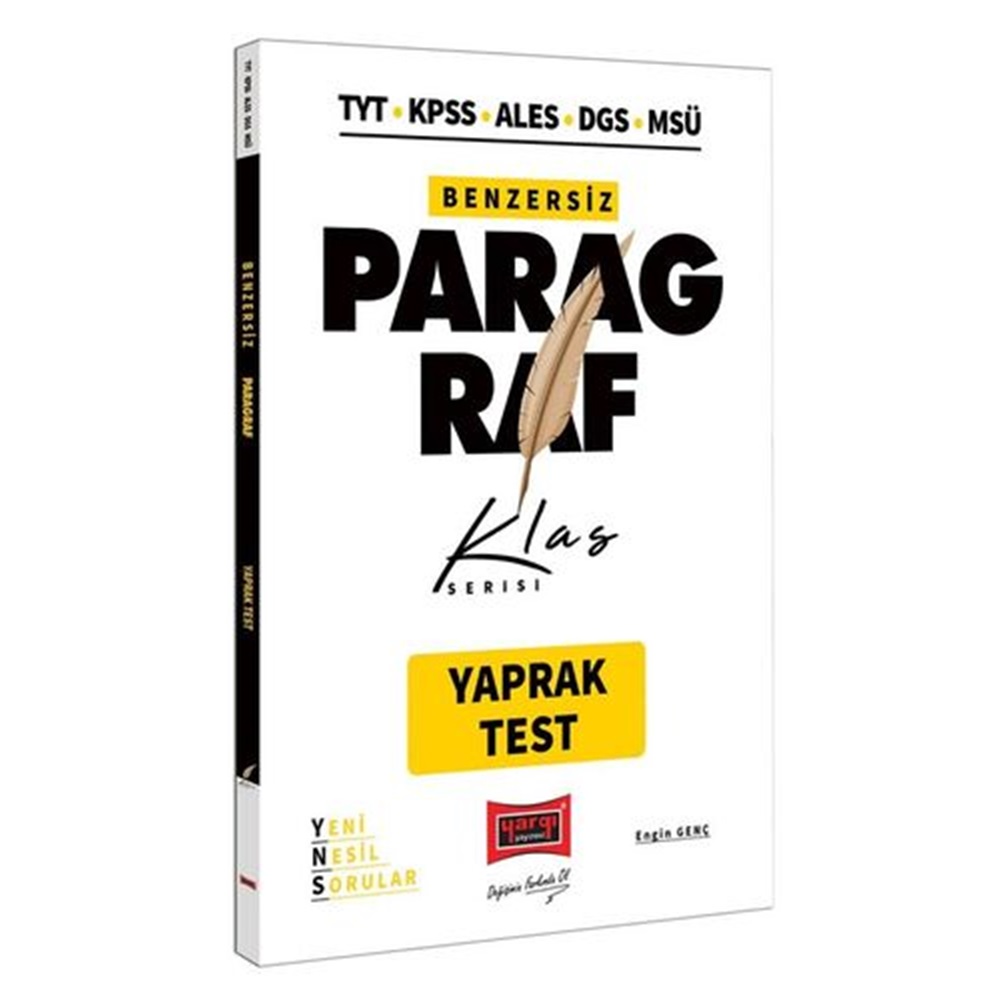 Yargı Yayınları TYT KPSS ALES DGS MSÜ Benzersiz Paragraf Yaprak Test Klas Serisi