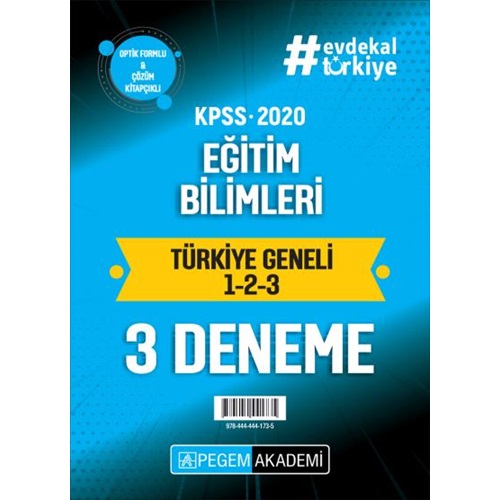 2020 Pegem KPSS Eğitim Bilimleri Türkiye Geneli Deneme (1.2.3) 3`lü Deneme Seti