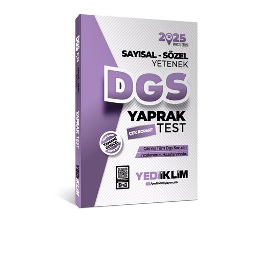 2025 Yediiklim DGS Sayısal-Sözel Yetenek Çek Kopart Yaprak Test