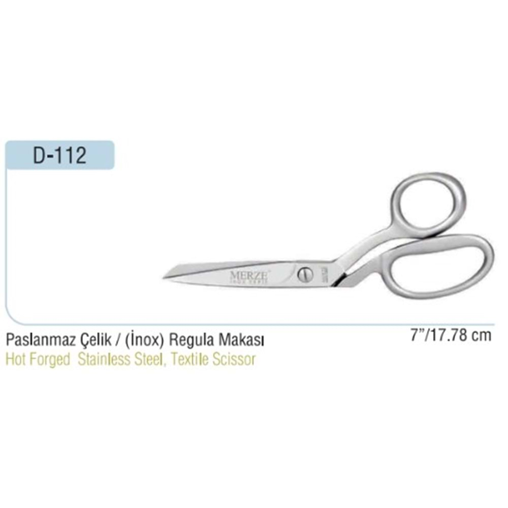 D-112 Paslanmaz Çelik İnox Regula Makası 07 Inch 17.78 cm