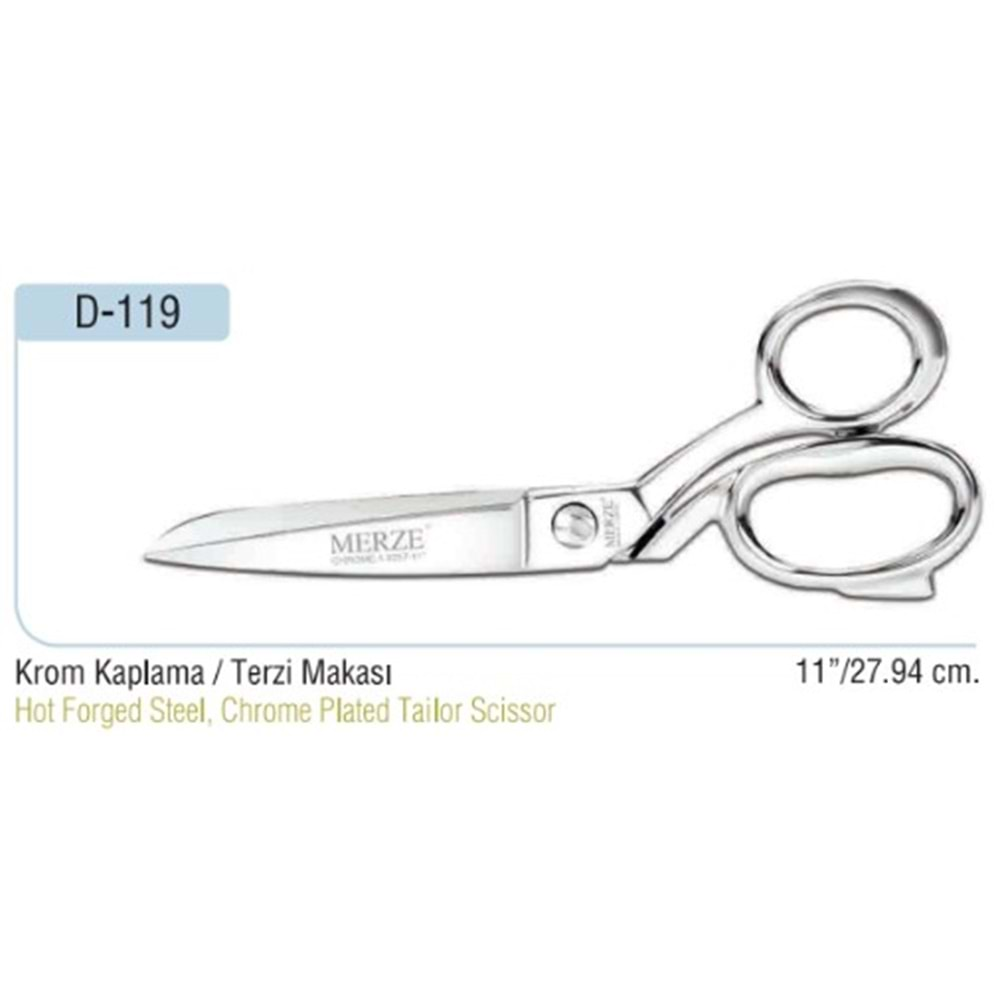 D-119 Krom Kaplama Terzi Makası 11 Inch 27.94 cm