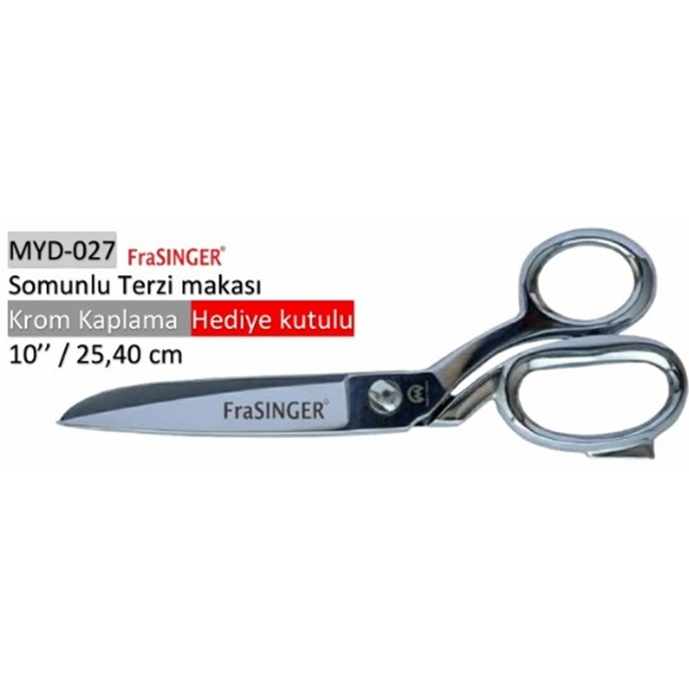 MYD-027 Somunlu Terzi Makası Krom Kaplama Hediye Kutulu 10 Inch 25.40 cm