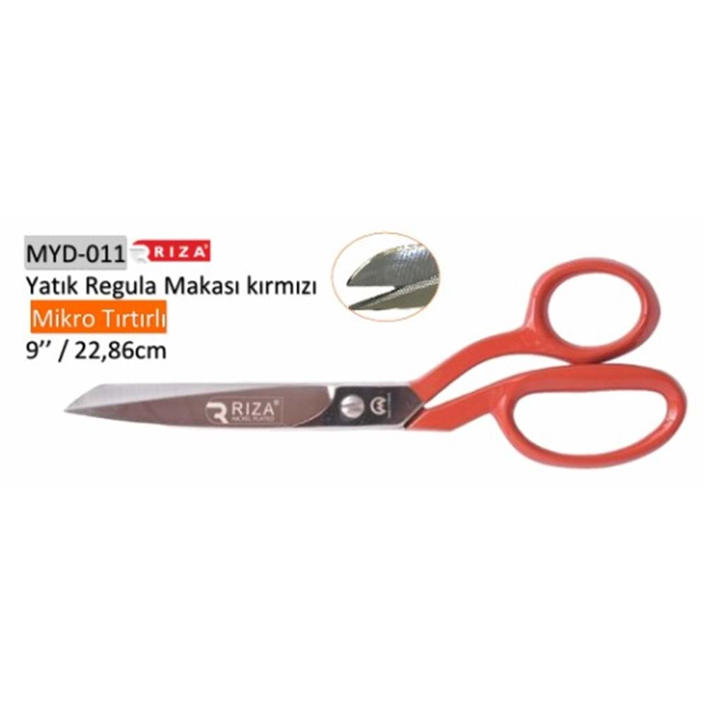 MYD-011 Yatık Regula Makası Kırmızı Mikro Tırtıklı 09 Inch 22.86 cm