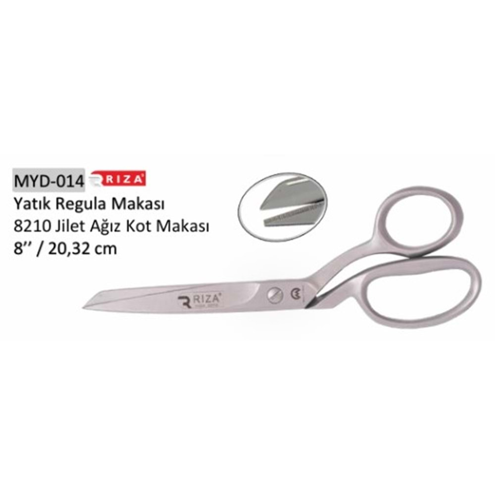 MYD-014 Yatık Regula Makası 8210 Jilet Ağız Kot Makası 08 Inch 20.32 cm