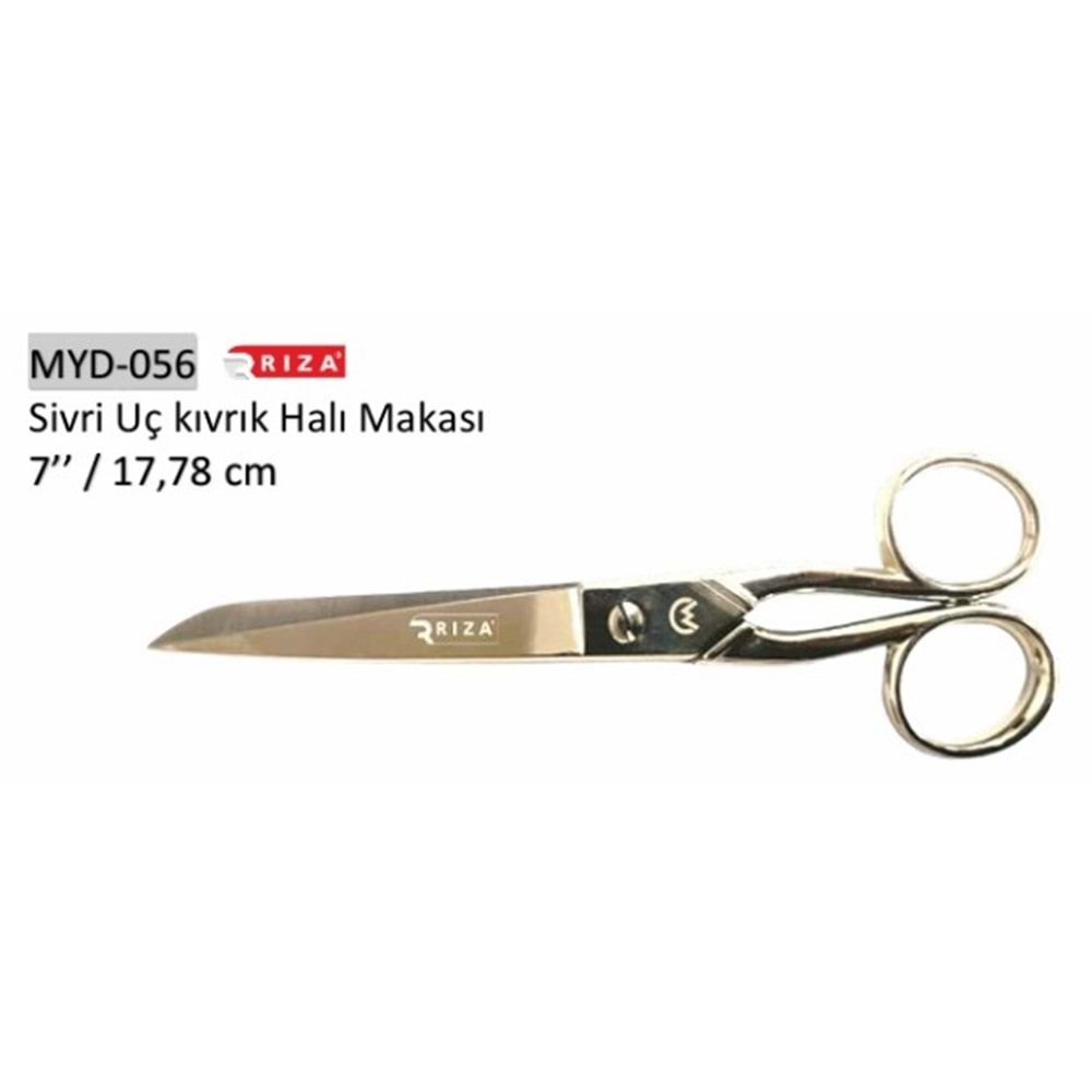 MYD-056 Sivri Uç Kıvrık Halı Makası 07 Inch 17.78 cm