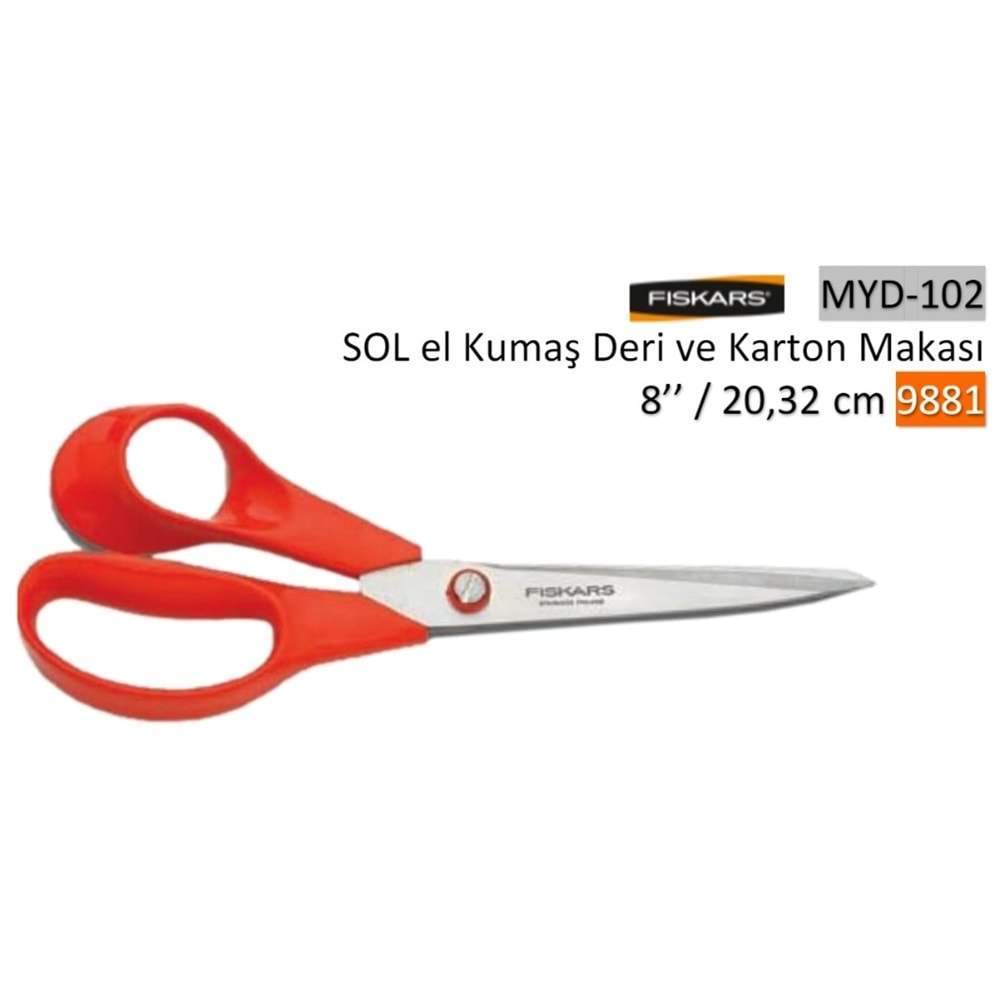 MYD-102 SOL El Kumaş Deri ve Karton Makası 08 Inch 20.32 cm