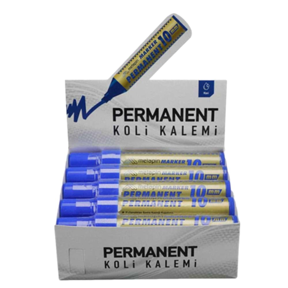 Permanent Koli Kalemi Model Kesik Uçlu Renk Mavi 10 mm