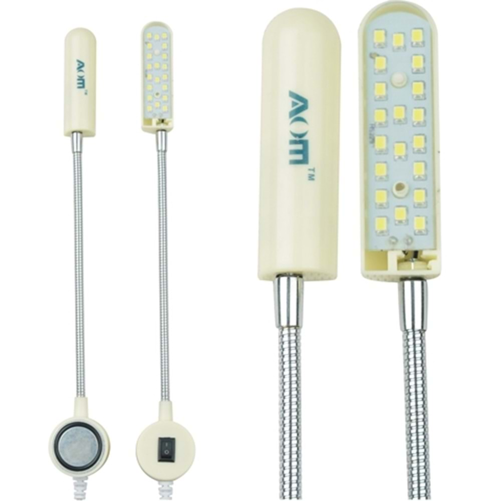 Dikiş Makinesi Mıknatıslı Led Iışıklı Spiralli Kollu Lamba, 20 Adet Led 110V - 220V/380V , 1.0W , 50 Hz - 60 Hz, AOM-20A SMD