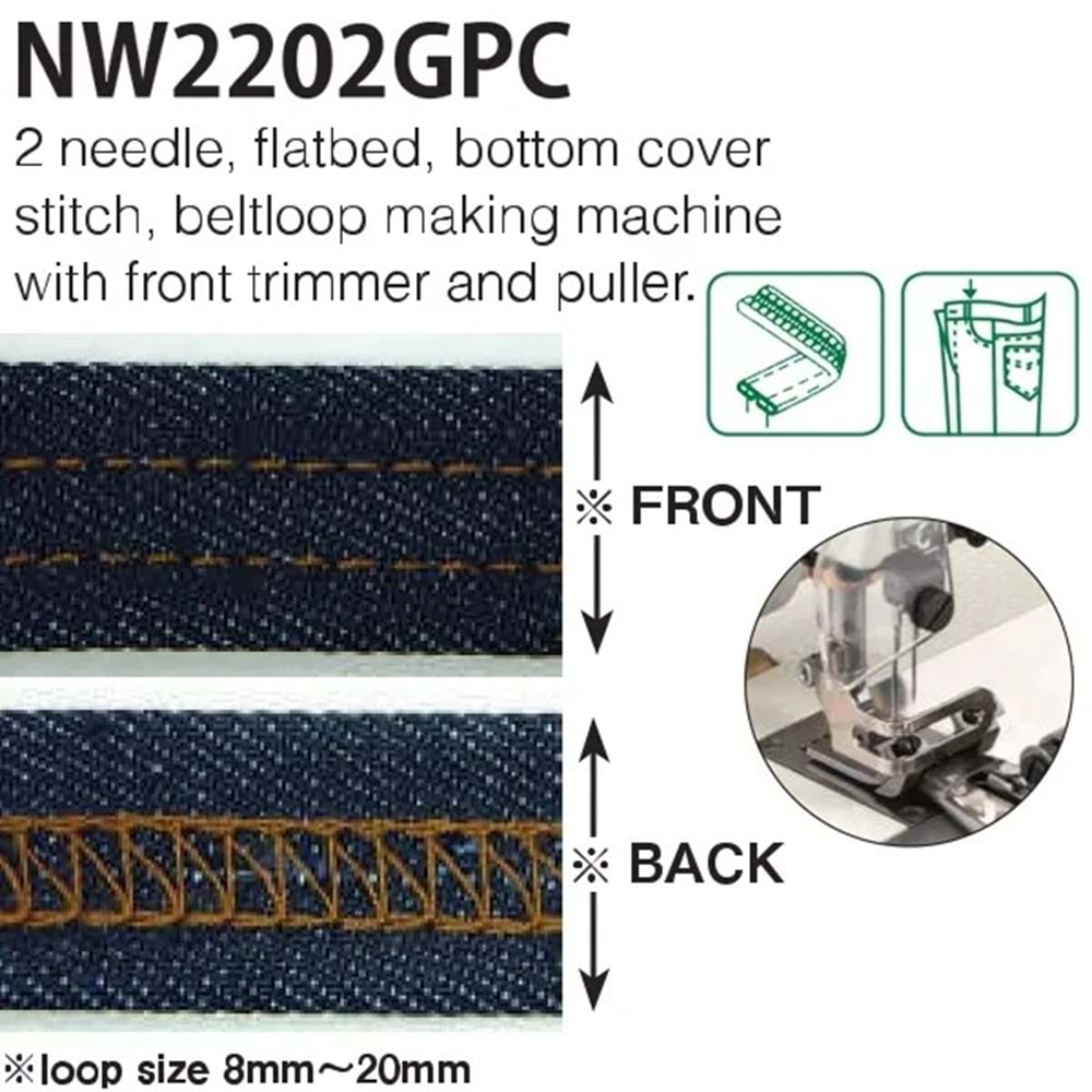 Kansai Special NW2202GPC Serisi Jeans Köprü Hazırlama Makinesi, Made in Japan, NW2202GPC