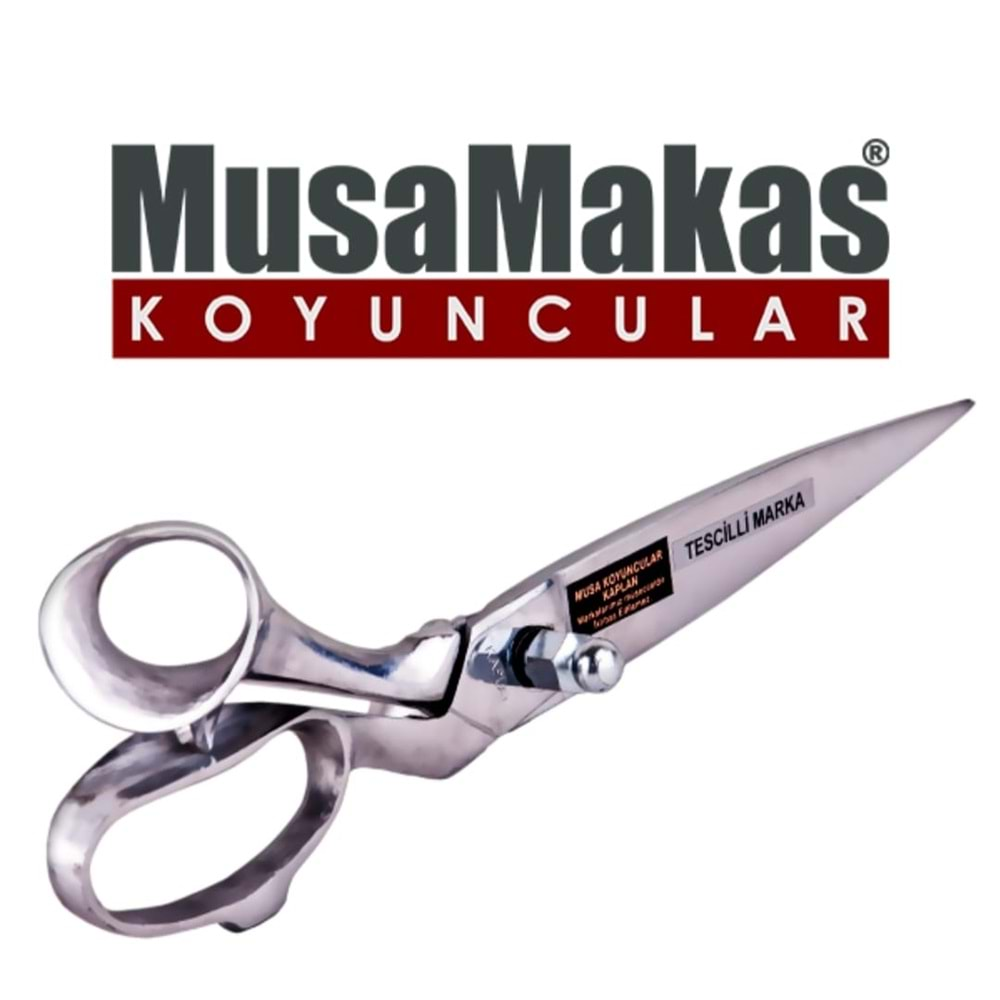 Musa Kumaş Kesim Makası 30.48 cm No 12 Yay Çeliği Sıcak Krom Kaplama MSK-0012