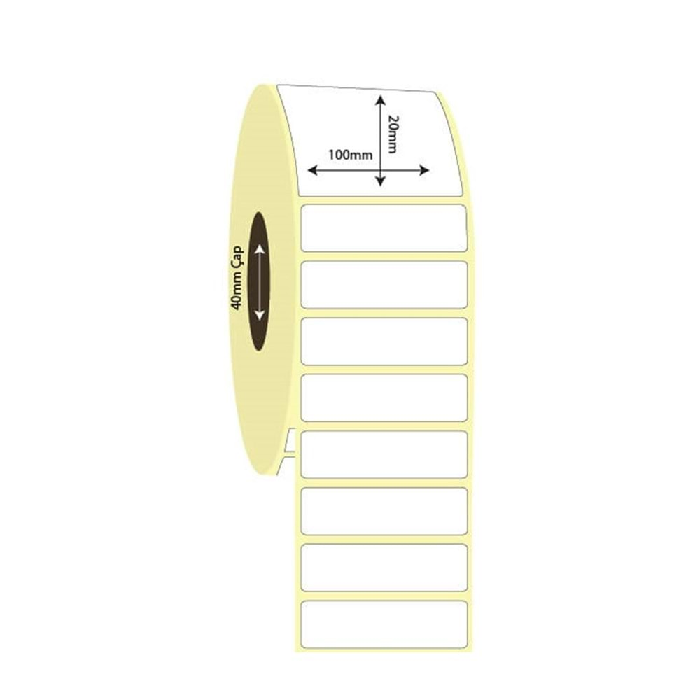 Kuşe Etiket Sticker, Ölçü 100 mm x 20 mm, Kuka 40 mm