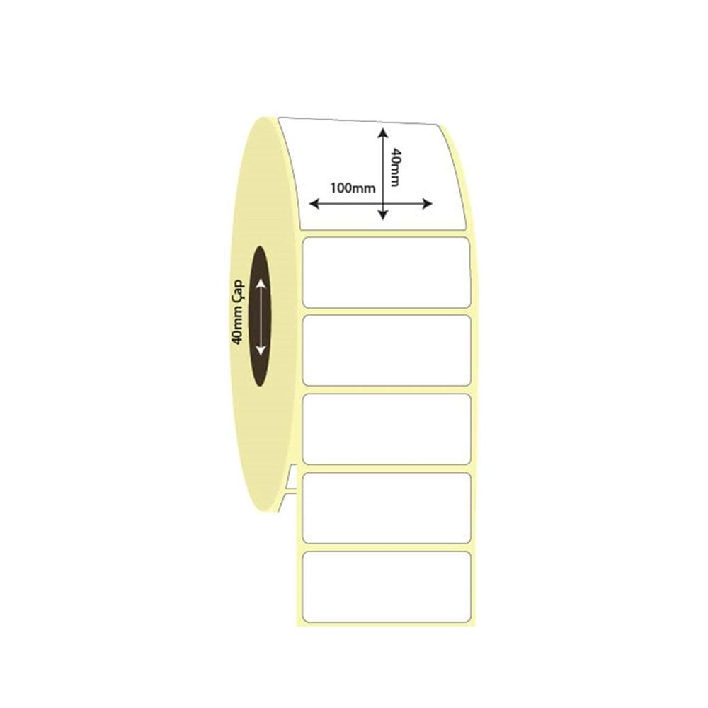 Kuşe Etiket Sticker, Ölçü 100 mm x 40 mm, Kuka 40 mm