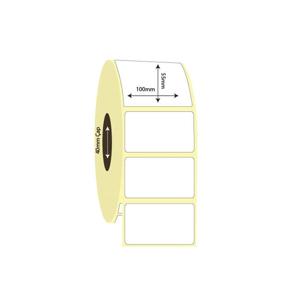 Kuşe Etiket Sticker, Ölçü 100 mm x 55 mm, Kuka 40 mm