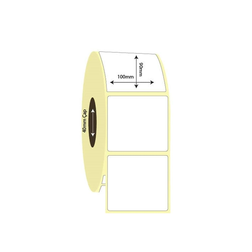 Kuşe Etiket Sticker, Ölçü 100 mm x 90 mm, Kuka 40 mm