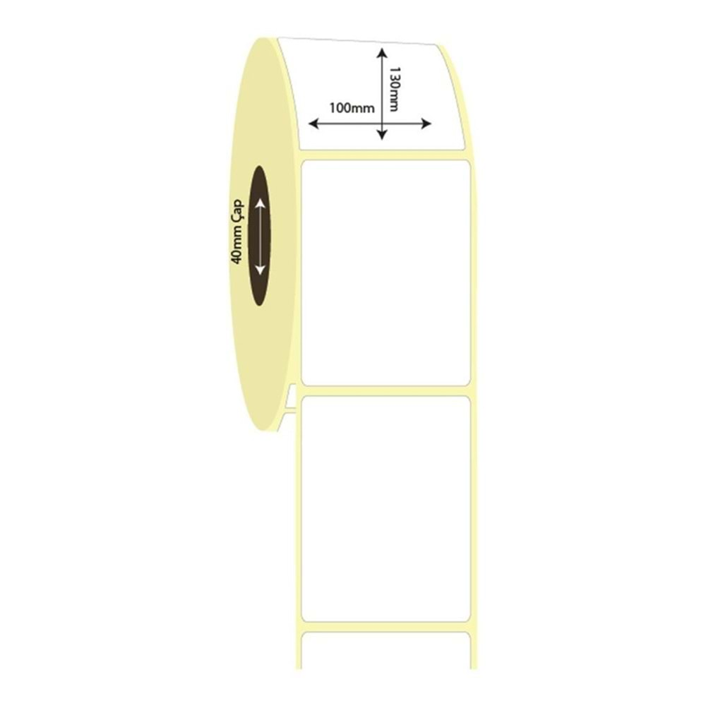 Kuşe Etiket Sticker, Ölçü 100 mm x 130 mm, Kuka 40 mm