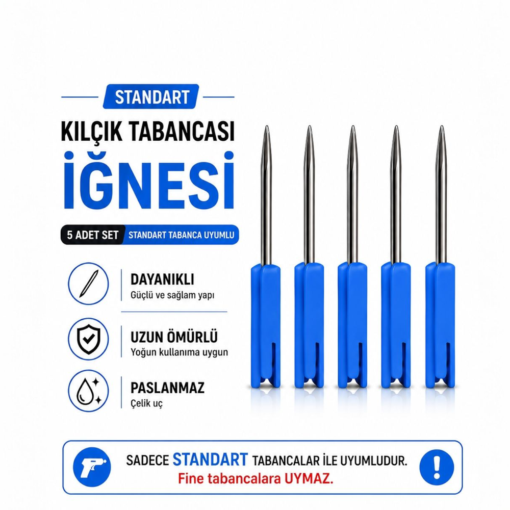 Standart Kılçık Tabancası Yedek İğnesi Orijinal Paslanmaz Çelik 5 Adet