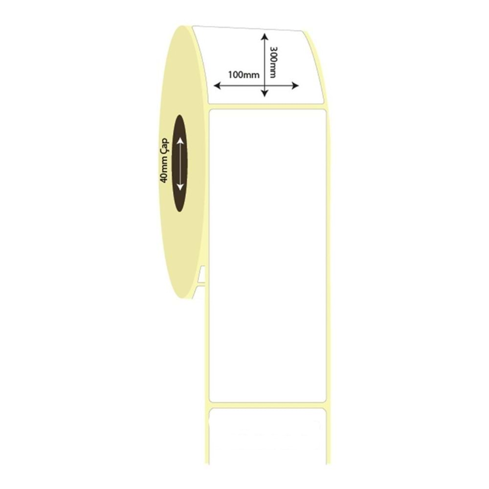 Kuşe Etiket Sticker, Ölçü 100 mm x 300 mm, Kuka 40 mm