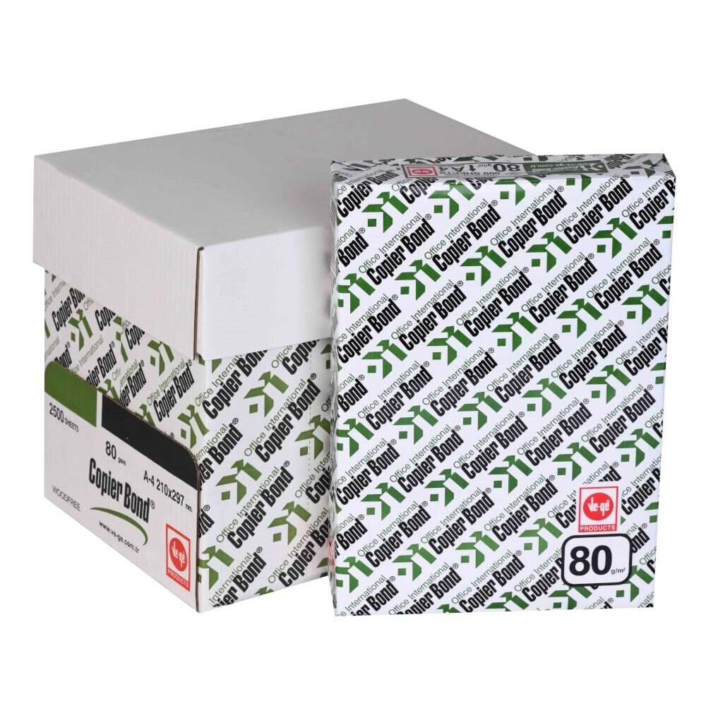 A4 Copierbond Fotokopi Kağıdı, Renk : Beyaz, 210 mm x 297 mm, Pakette 500 Yaprak, 80 gr.