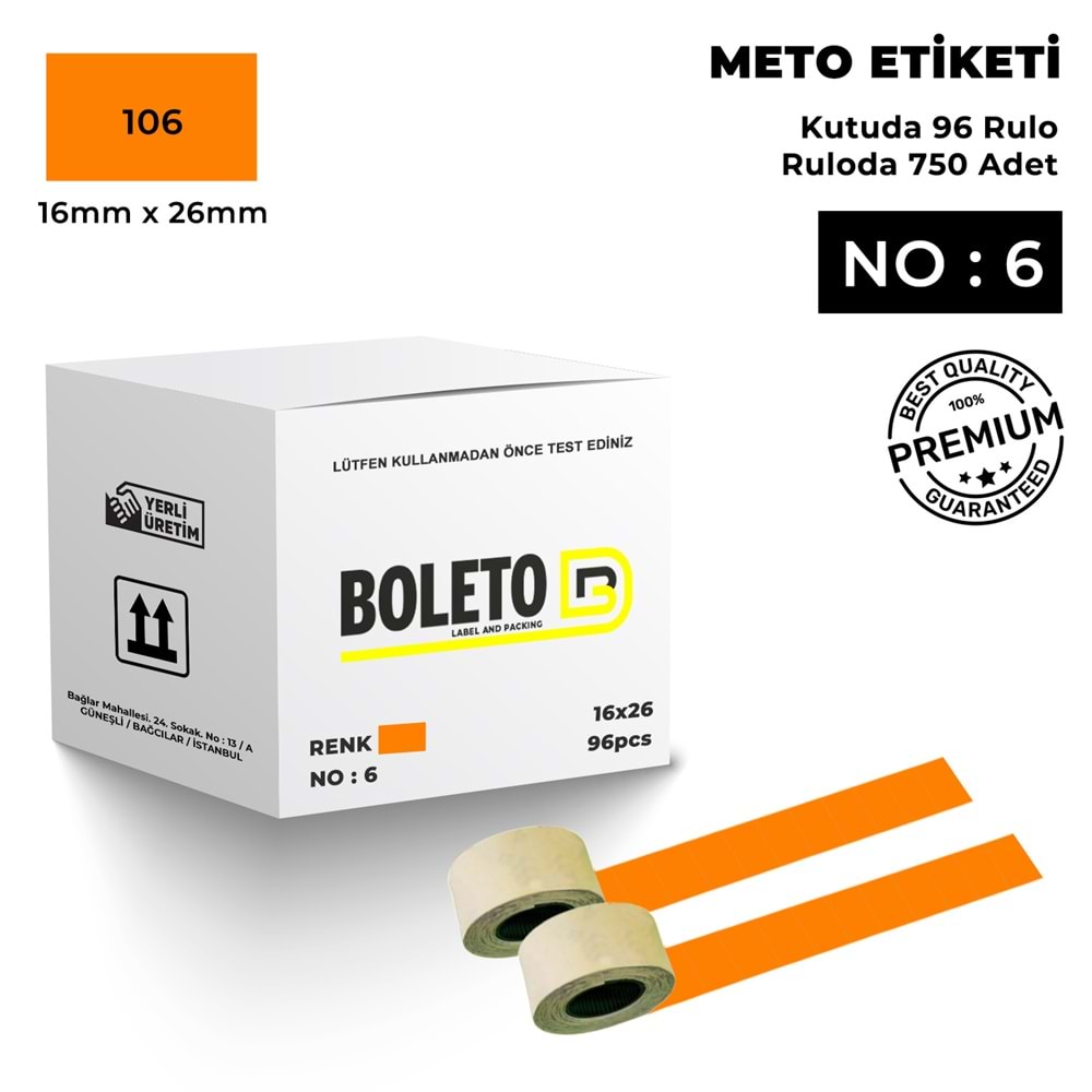 Meto Etiketi 106 Turuncu
