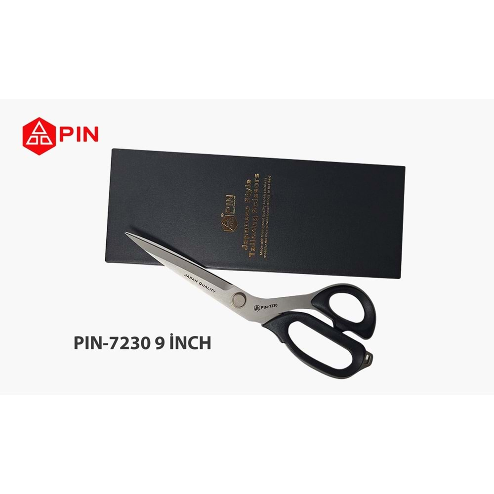 Eğik Teflon Saplı Terzi Kumaş Makası, PIN-7230, 9 Inch