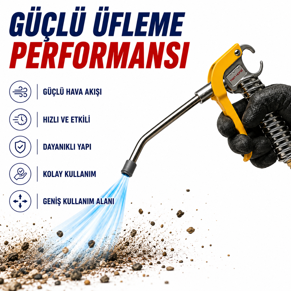 Vakumlu ve Üflemeli Hava Temizleme Tabancası